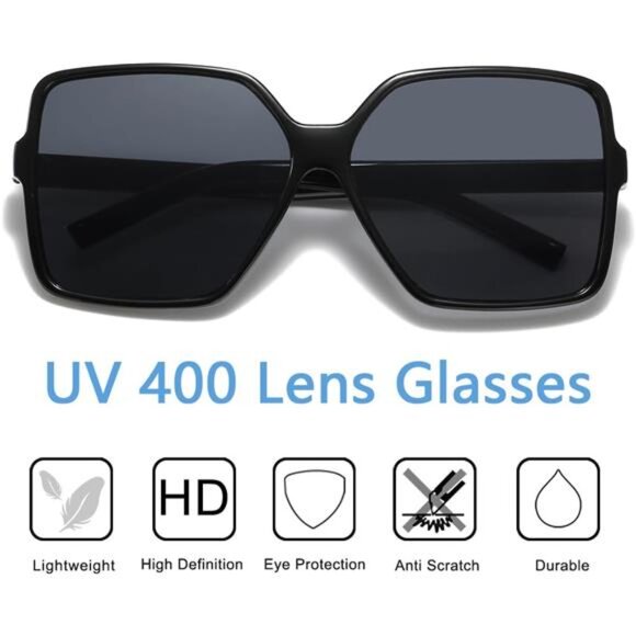 Women Oversized Square Sunglasses Big Large Fashion Shades UV Protection Trendy - Picture 4 of 8
